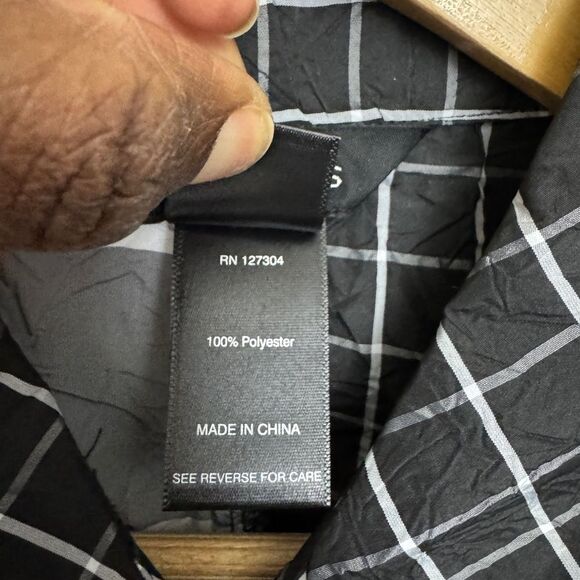 Ali Miles Black and White Check Print Long Sleeve Button Down Blouse size M - Picture 7 of 11